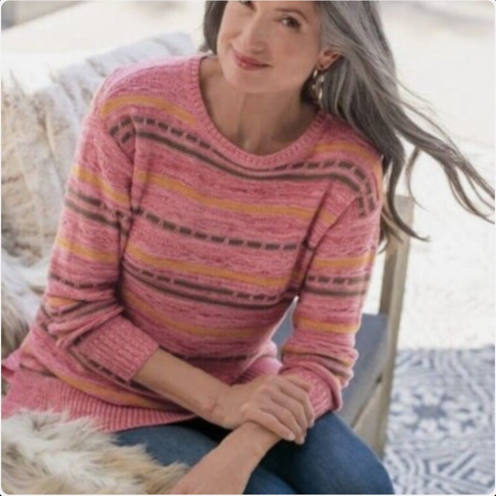 🌻 Soft Surroundings Multicolor Striped Sweater Medium